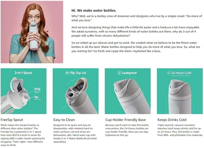 32 Oz Insulated Stainless Steel  Cup Water Bottle with Straw, BPA-Free Sports Water Bottle, Great for Travel