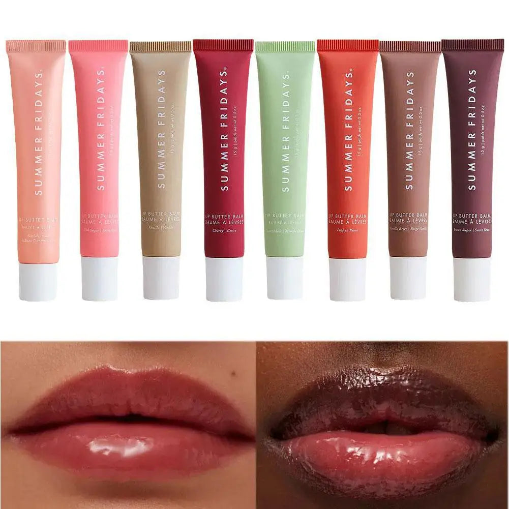 Summer Fridays Vanilla Beige Lip Balm Smooth Soft Tube Mirror Lip Gloss Set Moisturizing Transparent Lipstick Lip Makeup Set