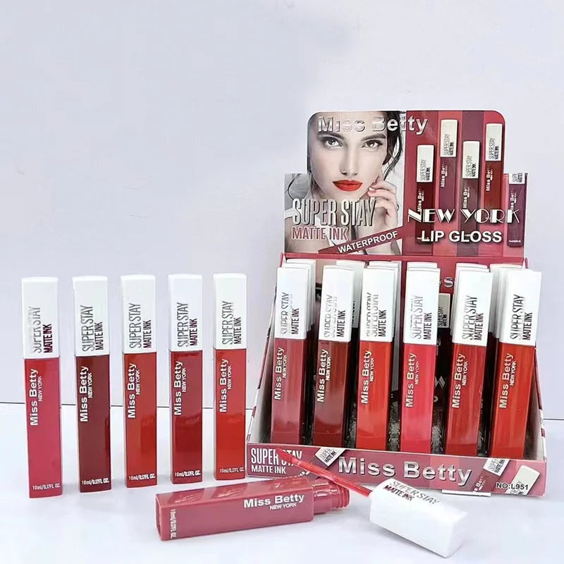 12/24Pcs Matte Lipstick 6/12 Colors Set Long Lasting Waterproof Non-Stick Lipstick  Women Lips Makeup Wholesale