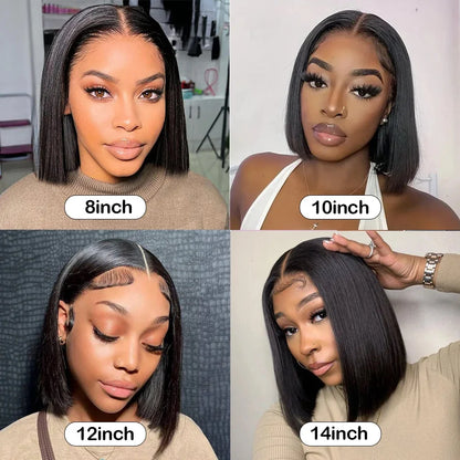 10-16inch Short Straight Bob Wig  Straight Brazilian 100% Human Hair Bobo 13x4 Lace Frontal Wig Bobo Medium Straight Hair