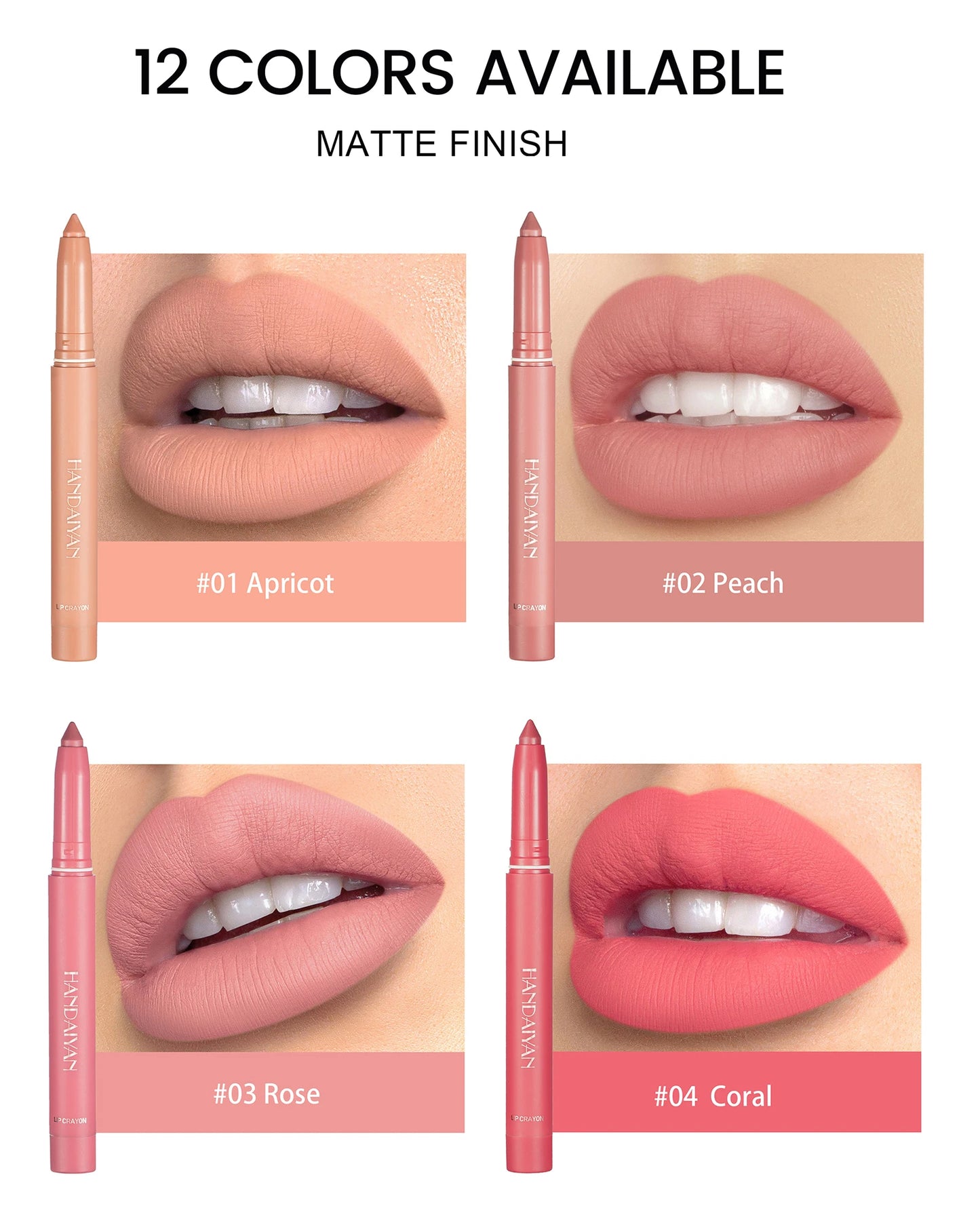 Matte Nude Lipstick Lip Liner 2 in 1 Long Wearing Waterproof Lip Ink Crayon Built-in Sharpener Professional Makeup for Women