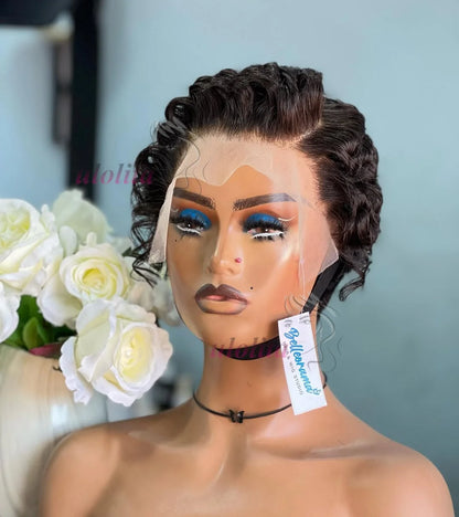 613 Blonde Pixie Cut Short Bob Loose Wave Human Hair Wigs Chocolate Brown Short Bob 13x4 Transparent Lace Front Wigs Preplucked