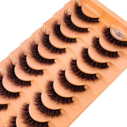 10Pairs 3D Mink Lashes Cilios Fluffy Soft Beauty Natural Short Mink Fake Eyelashes Classic Thick Reusable Makeup False Eyelashes