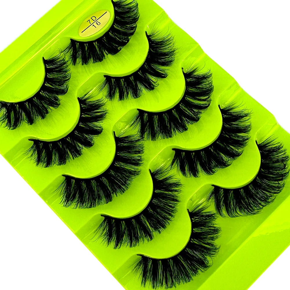 Cat Eye Eyelashes 3D Natural False Lashes D Curl Fluffy Soft Cross 5 Pairs Manga Lashes Wispy Natural Eyelash Extension Makeup