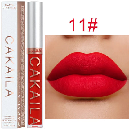 1PC Velvet Matte Lipstick Lip Gloss Light Red Liquid Lip Tint Cream Pigment Long Lasting Silky Texture Lips Women's Cosmetics