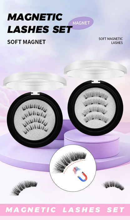 DINGSEN Magnetic Eyelashes 3D Natural False Eyelashes Reusable 4pcs Magnet Clip Set Lashes Extension makeup Tweezers Lash Set