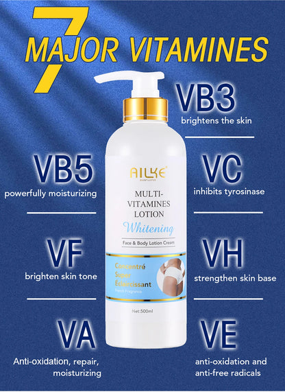 AILKE Natural Multi-Vitamin Lightening Skin Care Kit, Moisturizes, Even Toning, Remove Blemishes, Clean & Soothing Skin