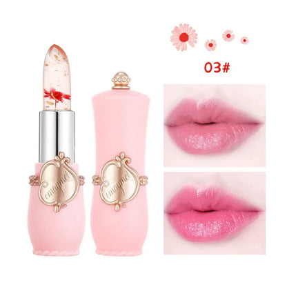 Flower Jelly Lipstick Set Temperature Change Moisturizer Flower Lip Stick Long Lasting Lip Balm Magic Color Change Lip Gloss Set