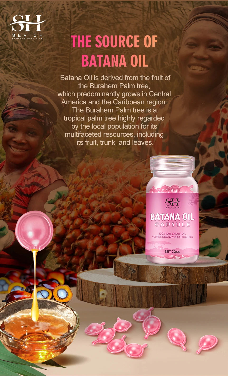 Natural 100% Pure Batana Oil For Hair Growth Butter Hair Mask Traction Alopecia Anti Hair Loss Baldness Treatment For Men Women