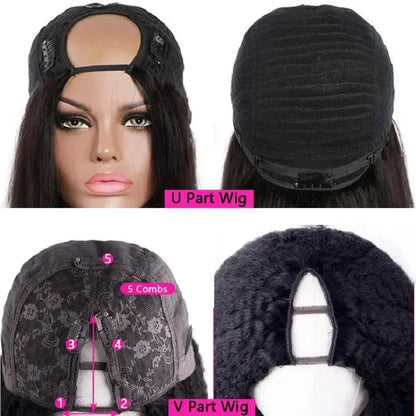 250% Body Wave V Part Wig No Leave Out No Glue Brazilian Remy U Part Human Hair Wave Wigs for Women 16-34 Inch on Clearance Sale