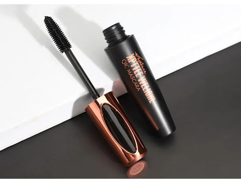 QIC Eyelash Mascara XPTTEE WELIGHL Lasting Mascara & Eyeliner Waterproof Thick Long Curly Silicone Eyelash Brush 4D Mascara