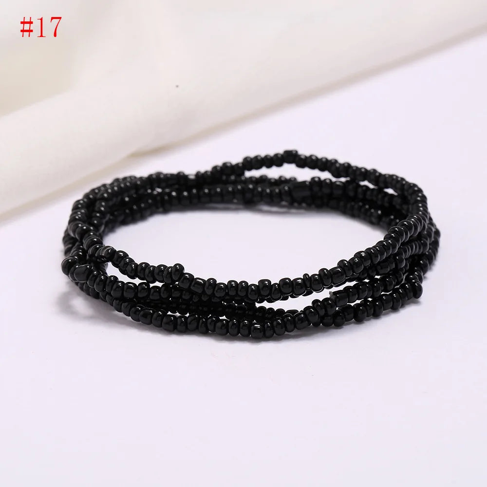 New Fashion Multi-layer Handmade Colored Rice Beads Beach Chain Summer Popular Waist Chain Women BD7051