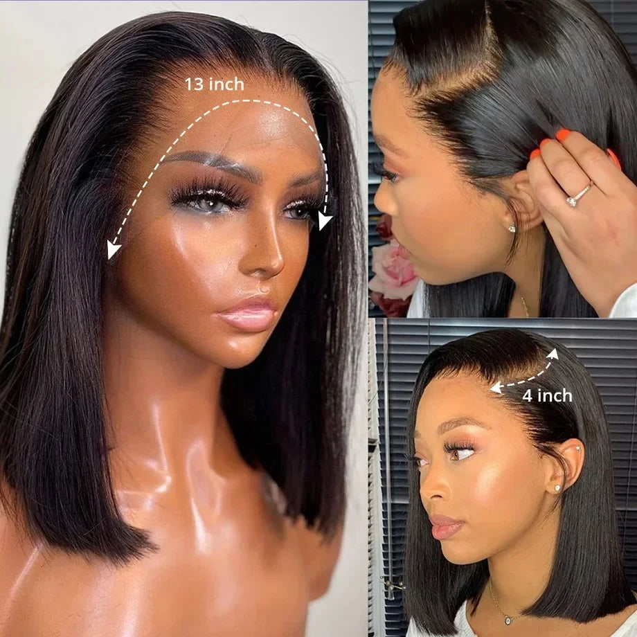 10-16inch Short Straight Bob Wig  Straight Brazilian 100% Human Hair Bobo 13x4 Lace Frontal Wig Bobo Medium Straight Hair