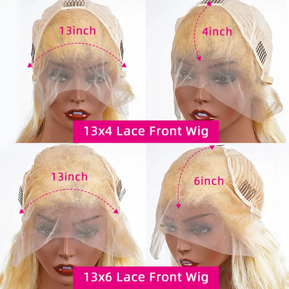 13x4 Honey Blonde Lace Front Wig Human Hair Wigs For Women Brazilian Hair Pre Plucked 30 32 Inch Body Wave 613 Lace Frontal Wig