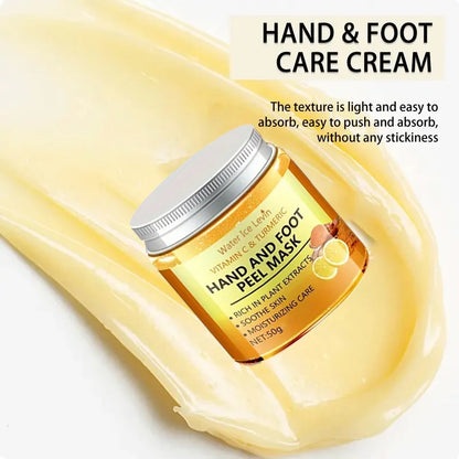 Vitamin c and turmeric hand wax mask for hands and feet, smoothing skin, gently cleansing hand mask, illuminating hand skin