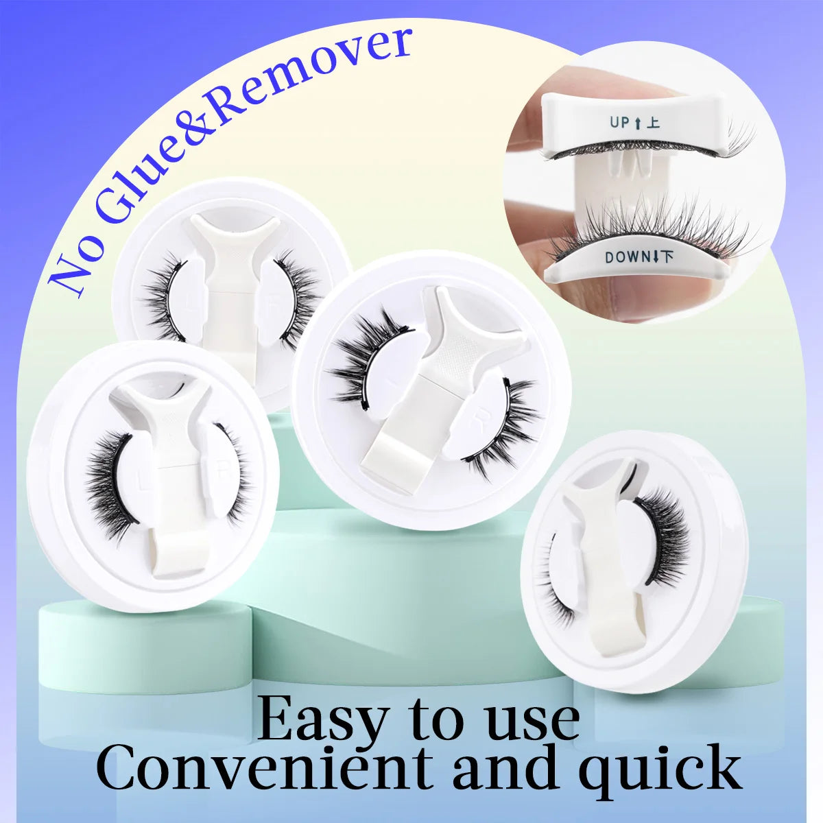 Hot Magnetic Eyelashes Set 1 Pair Reusable No Glue Needed False Eyelashes with Magnetic Tweezers Curly Faux Lashes Makeup Tool