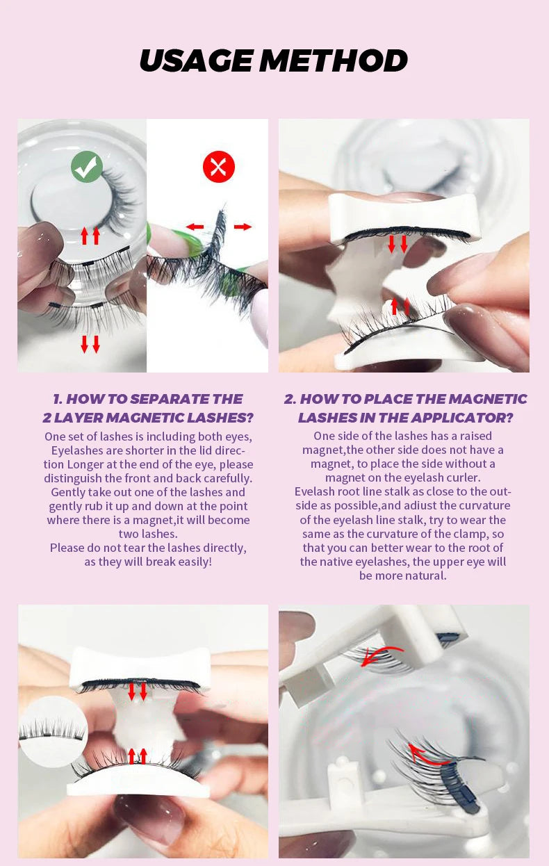 DINGSEN Magnetic Eyelashes 3D Natural False Eyelashes Reusable 4pcs Magnet Clip Set Lashes Extension makeup Tweezers Lash Set