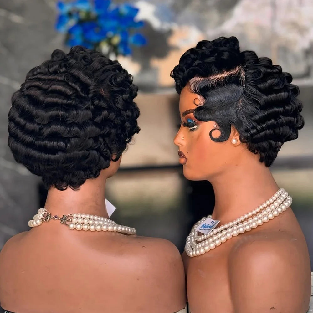 613 Blonde Pixie Cut Short Bob Loose Wave Human Hair Wigs Chocolate Brown Short Bob 13x4 Transparent Lace Front Wigs Preplucked