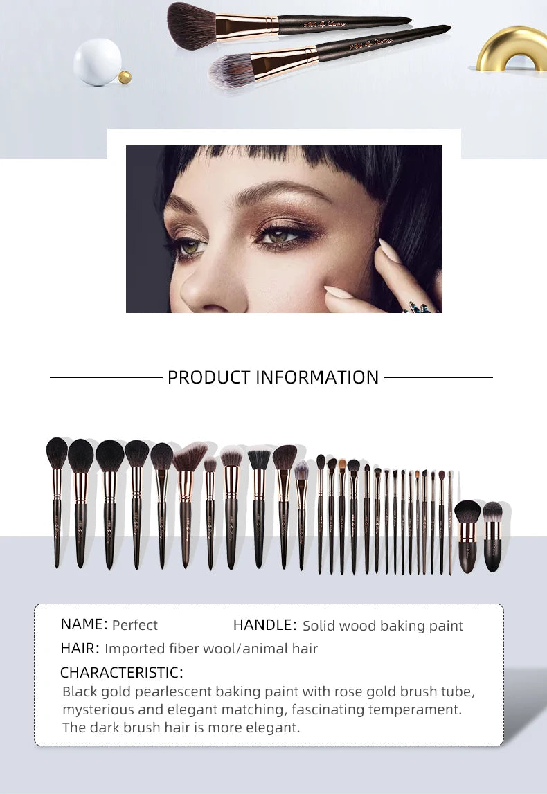 MyDestiny Full Series Professional Animal Hair Eye Makeup Brushes For Eyeshadow, Eyebrows, Eyeliner, Concealer, Lip Brush