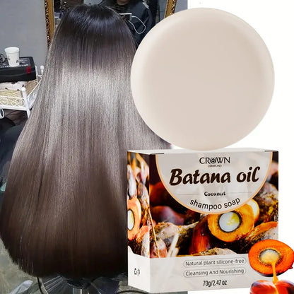 2-in-1 Natural Anti-Hair Loss Shampoo Bar with Batana and Rosemary – Controls Oil, Strengthens Roots, Vegan & Long-Lasting