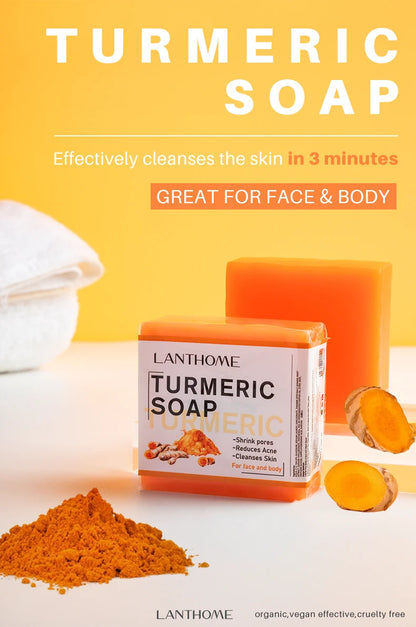 Turmeric Soap For Dark Spot Deep Cleaning Whitening Smoothing Skin Facial Body Natural Handmade Soap For Men and Women