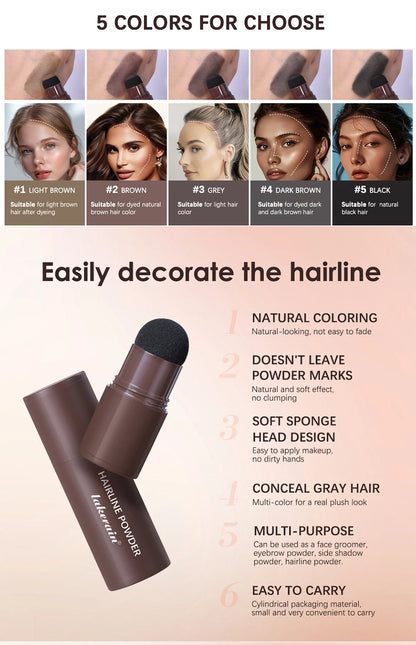 Waterproof Hairline & Root Concealer Pen – Instant Grey Coverage with Easy Blend Powder Stick for Normal Hair