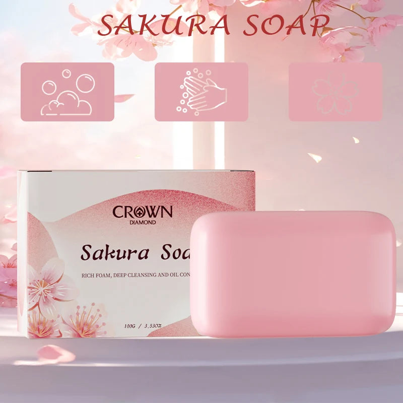Japanese Facial Soap - Gentle Cleansing, Brightening & Moisturizing, Natural Ingredients for Soft Glowing Skin Sakura Soap