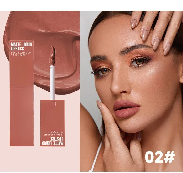 Cheap Matte Ink Liquid Lipstick Non-stick Cup Long Lasting Velvet Nude Lip Gloss Waterproof Lips Tint Waterproof Korean Make Up