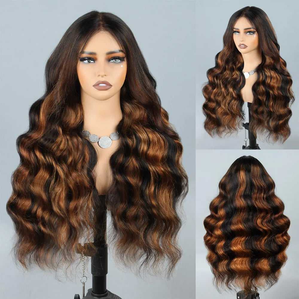 9x6 Wear and Go Glueless Wigs Human Hair Pre Plucked Pre Cut 1B/30 Highlight Ombre Lace Front Wigs Body Wave Human Hair Wigs