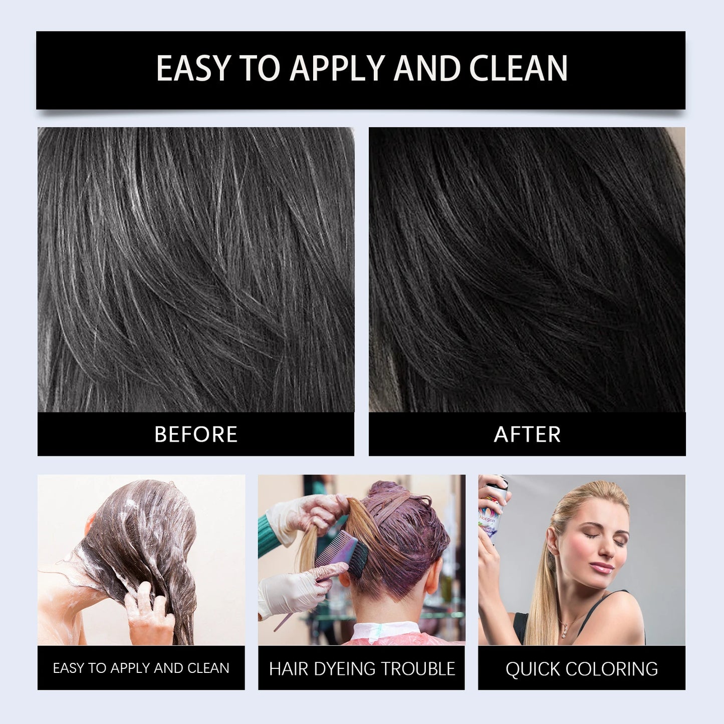 Temporary Hair Dye Fast Remove White Hair Promote Black Hair Coloring Products Anti Rough Frizziness Disposable Hair Color Spray