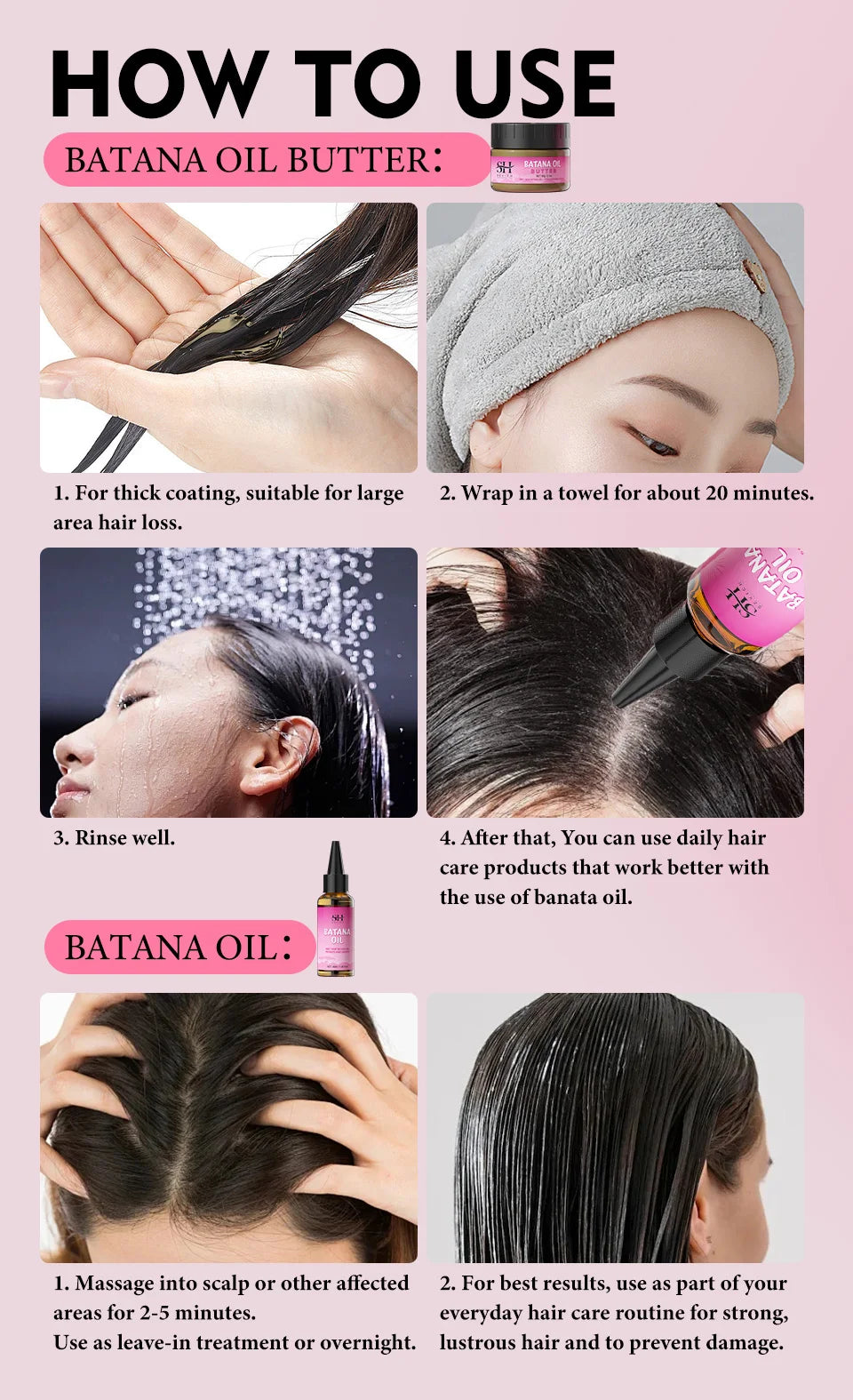 Natural 100% Pure Batana Oil For Hair Growth Butter Hair Mask Traction Alopecia Anti Hair Loss Baldness Treatment For Men Women