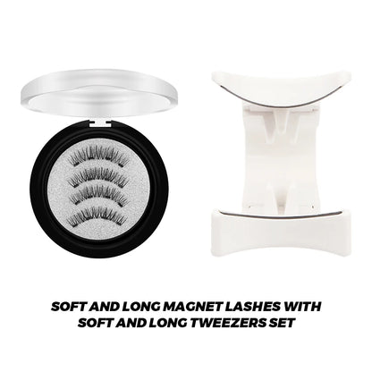 DINGSEN Magnetic Eyelashes 3D Natural False Eyelashes Reusable 4pcs Magnet Clip Set Lashes Extension makeup Tweezers Lash Set