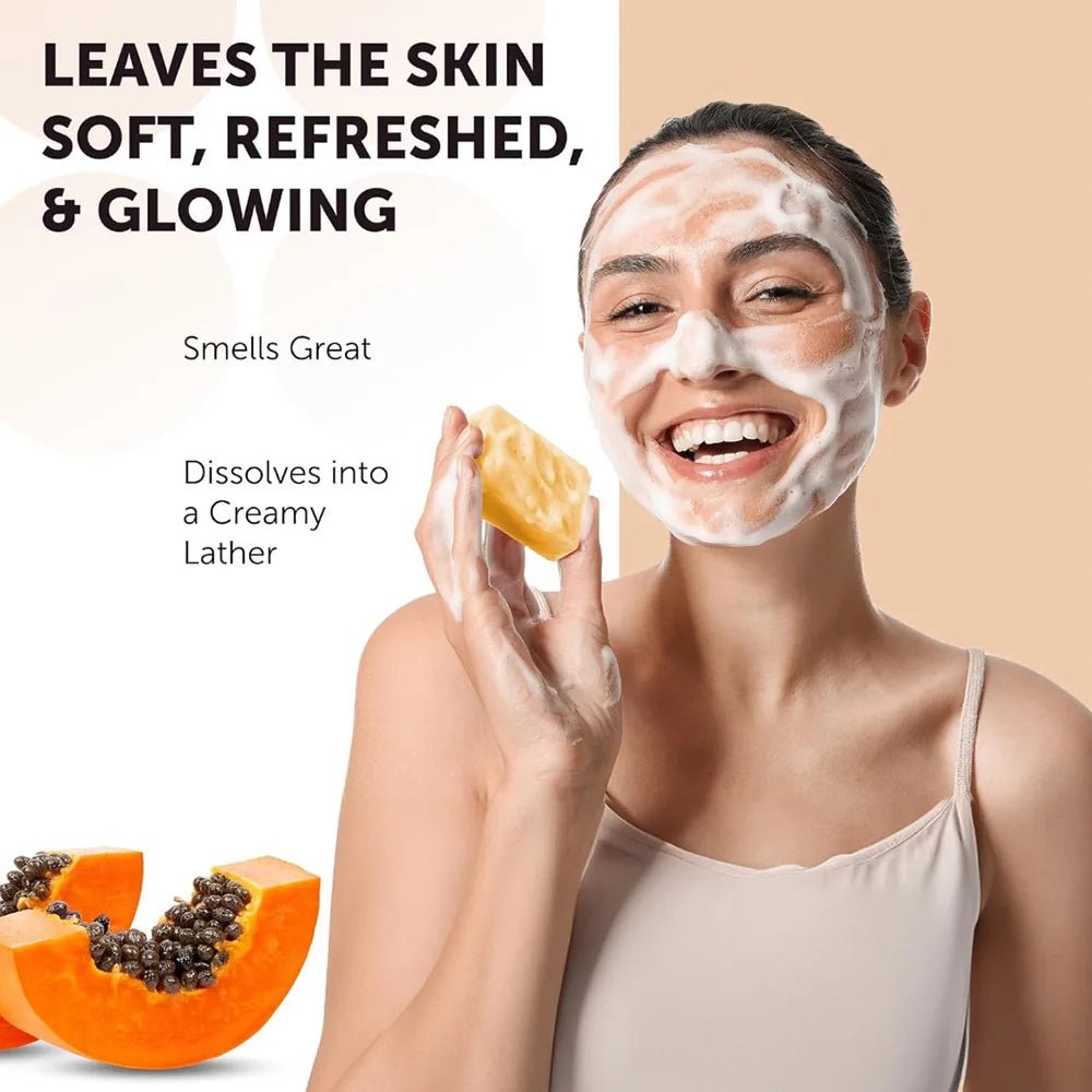 Kojic Acid Papaya Soap 100g, Whitening, Moisturizing, Handmade Skin Lightening Soap for Face & Body, Deep Cleansing, Hydrating