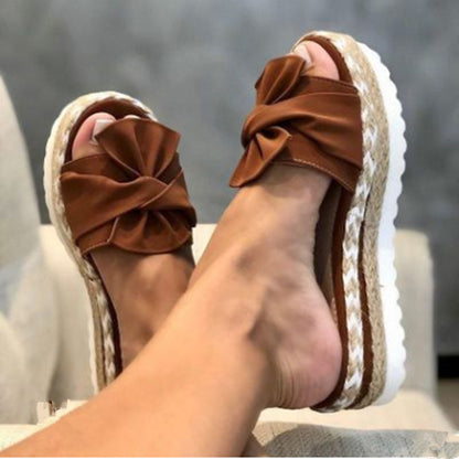 Platform Roman Slides Women Summer Fashion Comfy Slippers Large Size Outside Leisure Elegant Flat Shoes Chaussures Plates