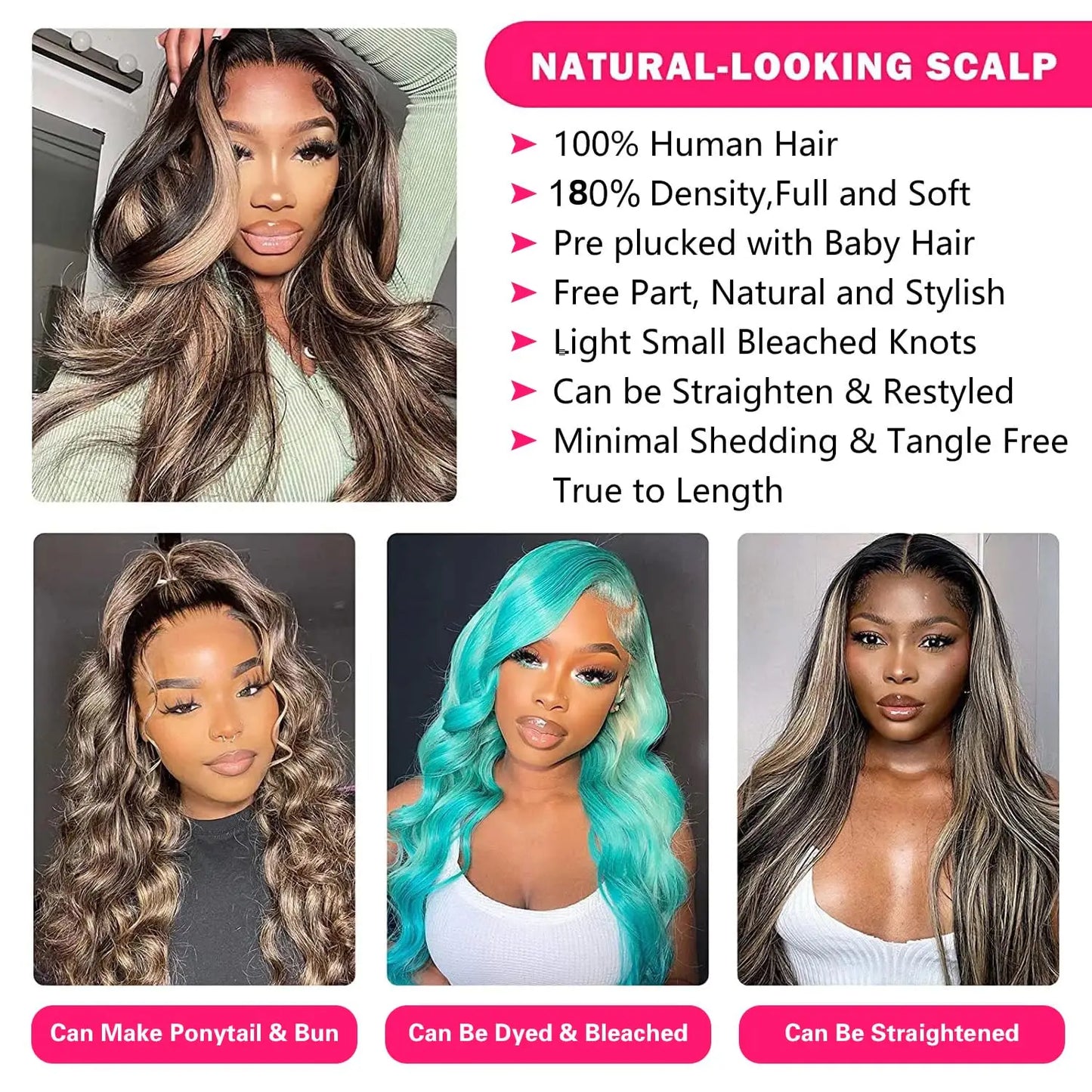 1B/27 Body Wave 13x4 Lace Frontal Highlight Wig Human Hair Brazilian 200 Density 30 Inch Ombre Blonde Colored Human Hair Wigs