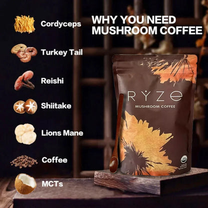 Organic Mushroom Coffee - Shiitake, Cordyceps, Supports Immune, Focus, Concentration, Stress, Digestion & Energy - 1 Pack