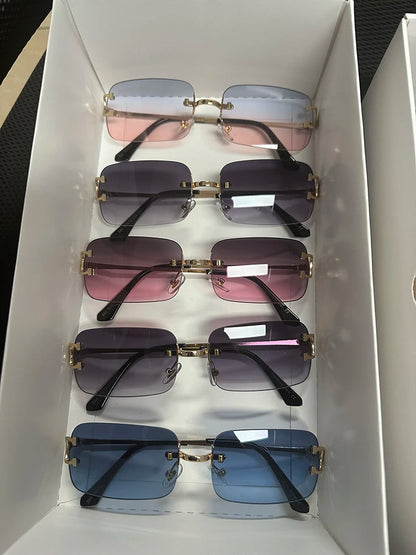 Ruiao 2025 rimless sunglasses UV400 fashion square metal glasses for men women designer man's brand sun shades for outdoor