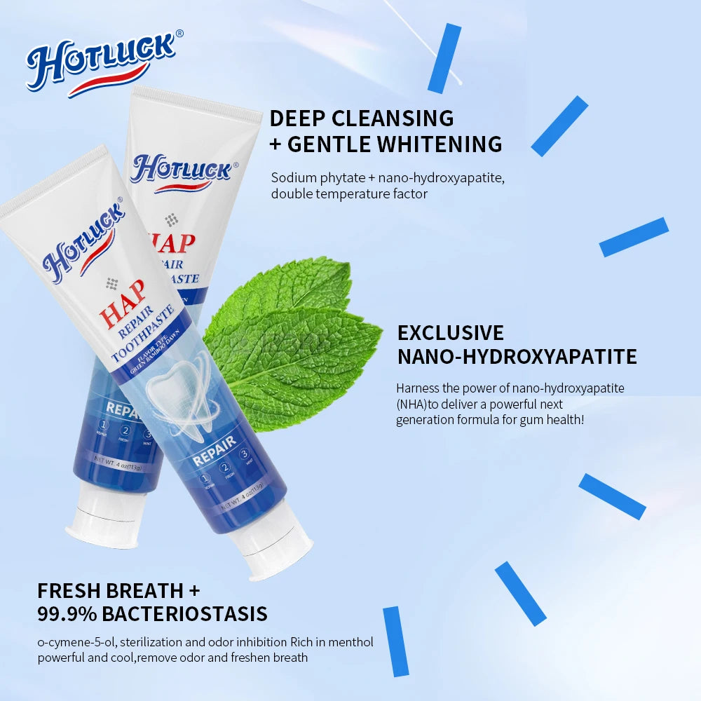 Hotluck Fluoride Free Nano Hydroxyapatite Toothpaste for & Sensitive Relief, Whitening, SLS Free, Natural Peppermint. Made in Chi