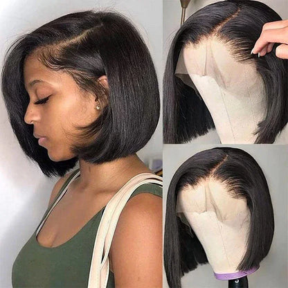 10-16inch Short Straight Bob Wig  Straight Brazilian 100% Human Hair Bobo 13x4 Lace Frontal Wig Bobo Medium Straight Hair