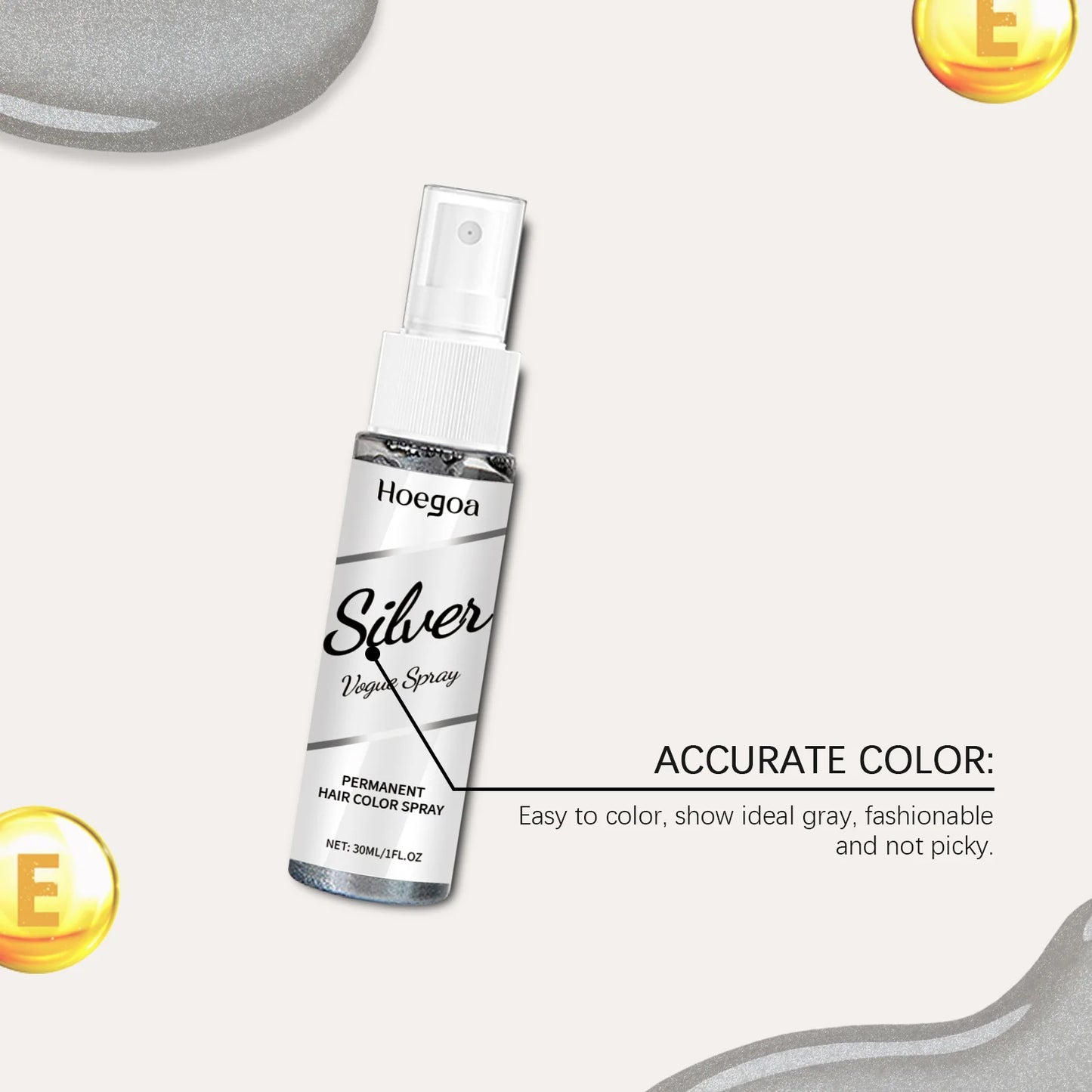 Temporary Gray Hair Dye Spray One-Time Molding Smoky Gray Punk Style Light Color Non-Irritating Unisex Grandma Gray Hair Dye