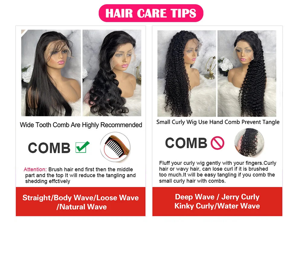 40 42 Inch 13x4 13x6 360 Hd Lace Front Wigs For Women Deep Wave Lace Frontal Wig Water Wave Curly Human Hair PrePlucked Lace Wig