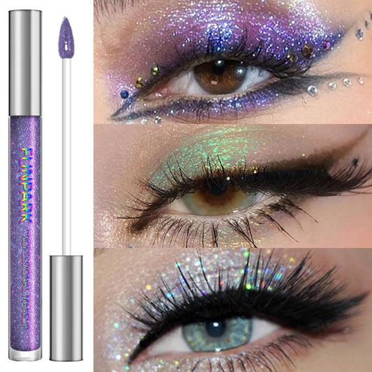 Glitter Liquid Eyeshadow, Silver Monochrome Tone, Waterproof Makeup Effect, Shimmer Pigment Eye Shadow Pallete Set