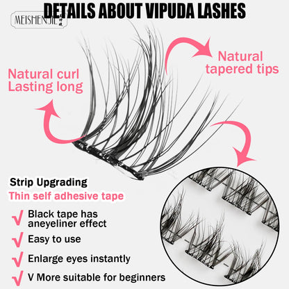 DIY 100 Cluster Self Adhesive Eyelashes Natural Long Fake Eyelash Extension NO Glue Needed Individual Lashes Makeup Tools Cils