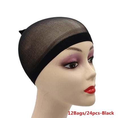 1/6/12bags Ventilated Nylon Mesh Nude Stocking Wig Cap Hairnets Stretchy Close End Super Extra Thin Skin Breathable Wig Cap