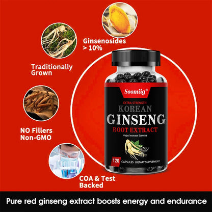 Korean Red Ginseng Extract - Enhances Endurance, Strength and Mood BalanceStrong for energy, stamina and focus