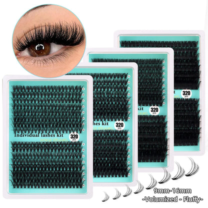 Individual Lashes 20-100D 280pcs Cluster Lashes Natural Look Mixed Tray DIY Eyelash Extension Volume Lash Clusters Eyelashes