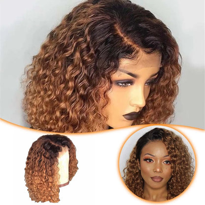 Natural Bob Wig Human Hair Small Curly Wig European And Wigs Women'S Gradient Color Short Curly Hair Synthetic For Cosplay