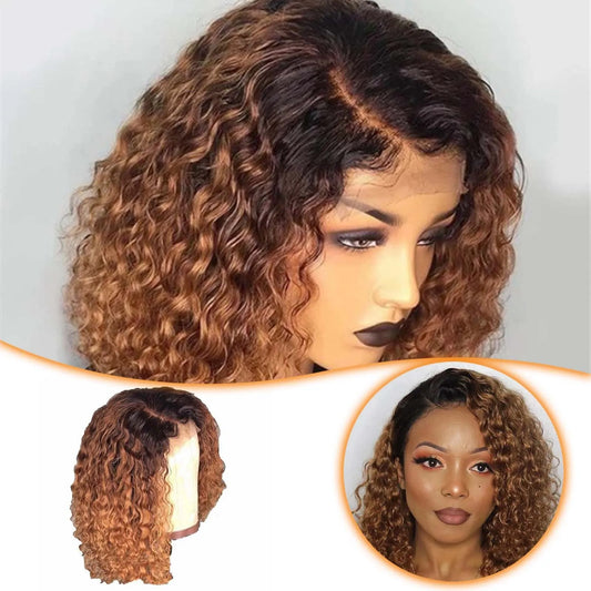 Natural Bob Wig Human Hair Small Curly Wig European And Wigs Women'S Gradient Color Short Curly Hair Synthetic For Cosplay