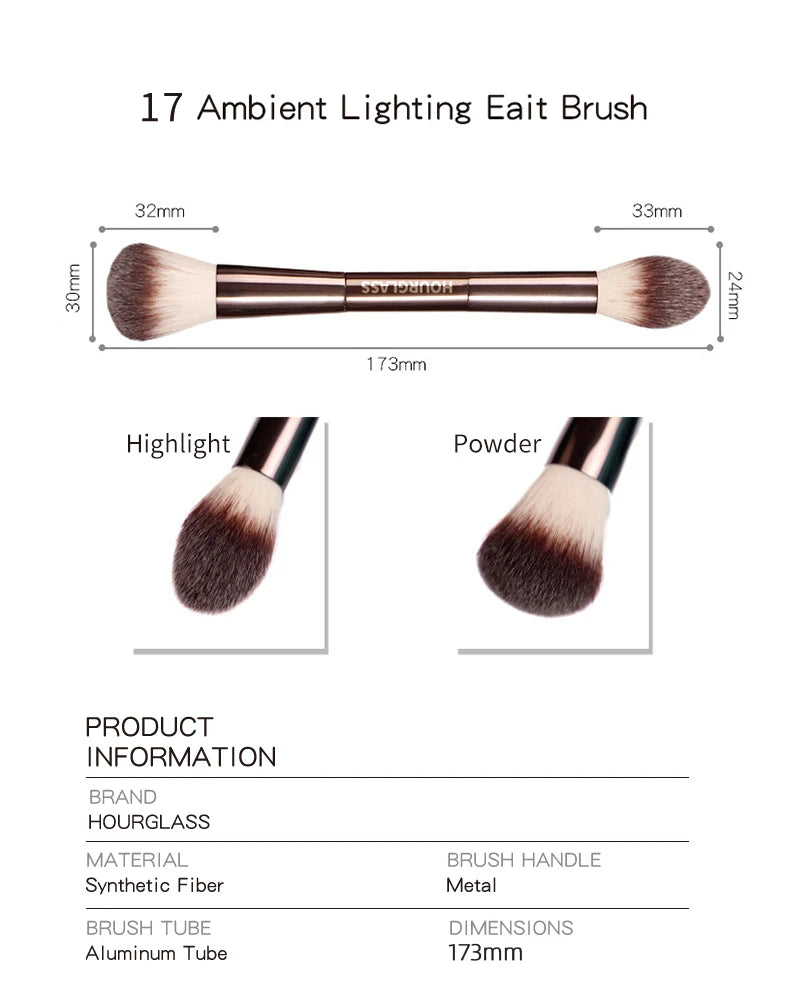 Hourglass Makeup Brush- No.17 Lighting Edit Brush Soft Fiber Hair Double Head Highlight Fashion Design Single Face Brush