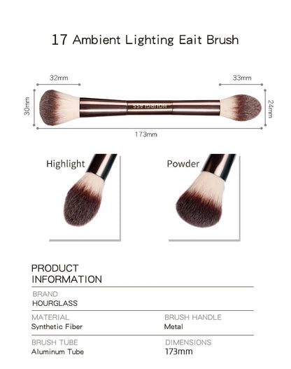 Hourglass Makeup Brush- No.17 Lighting Edit Brush Soft Fiber Hair Double Head Highlight Fashion Design Single Face Brush
